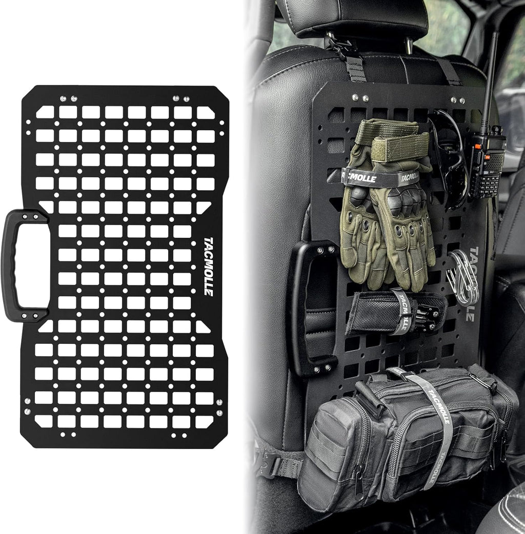 TACMOLLE Portable Rigid MOLLE Panel, Tactical Car Back Seat Organizer With Handl