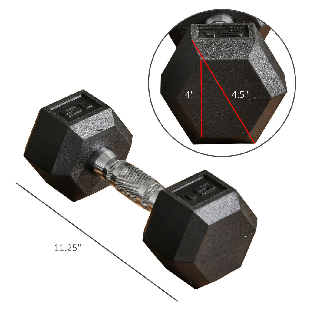 2 x 15lbs Hex Dumbbell Set of 2, Rubber Weights Exercise Fitness Dumbbell with N