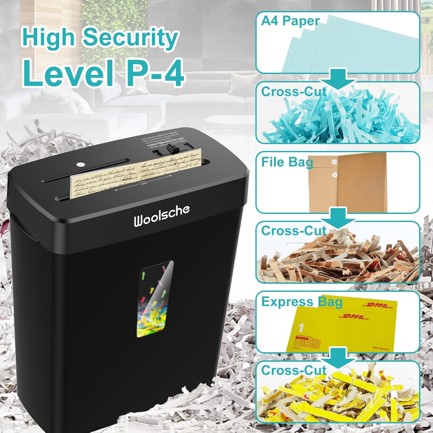 Paper Shredder -10 Sheets Of Paper Cut Horizontally With 3.43 Gallon Paper Baske