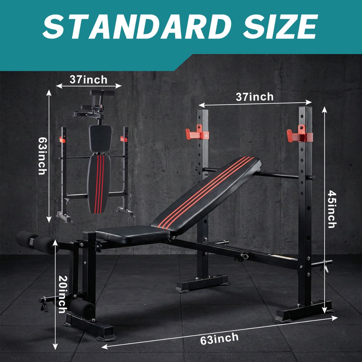 Adjustable Weight Bench With Rack, 650 LBS Capacity, Heavy Duty Foldable Bench P