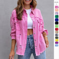 Fashion Ripped Shirt Jacket Female Autumn And Spring Casual Tops Women (Viral) — MEGA MARKET