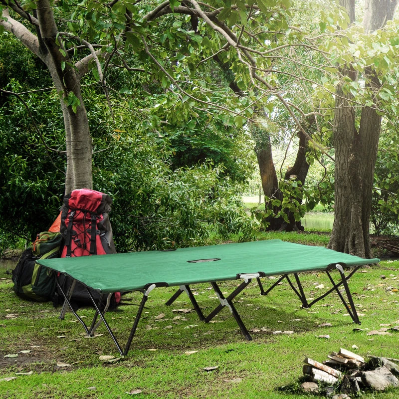2 Person Folding Camping Cot For Adults, 50 Extra Wide Outdoor Portable Sleeping
