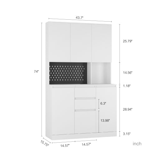 74 Inch Kitchen Pantry Cabinet With Charging Station,Freestanding Buffet Cupboar