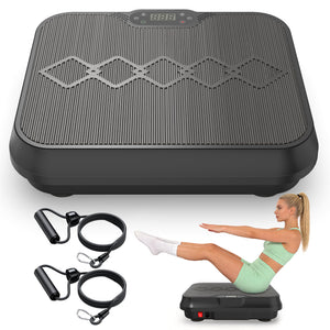 Vibration Plate Exercise Machine, Whole Body Workout Platform With Remote Control, Resistance Bands, Vibration Platform For Home Gym
