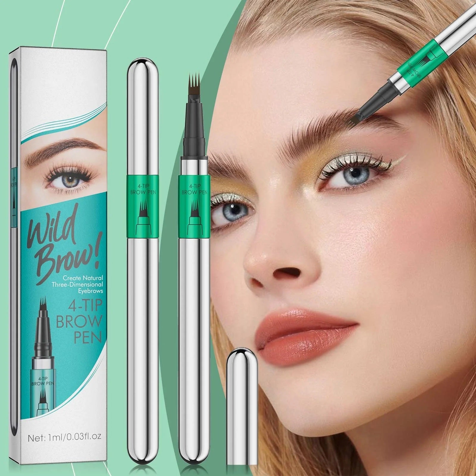Microblading Eyebrow Pen,Waterproof Eye Brow Pen With 4-Fork-Tip Liquid Brow Pen