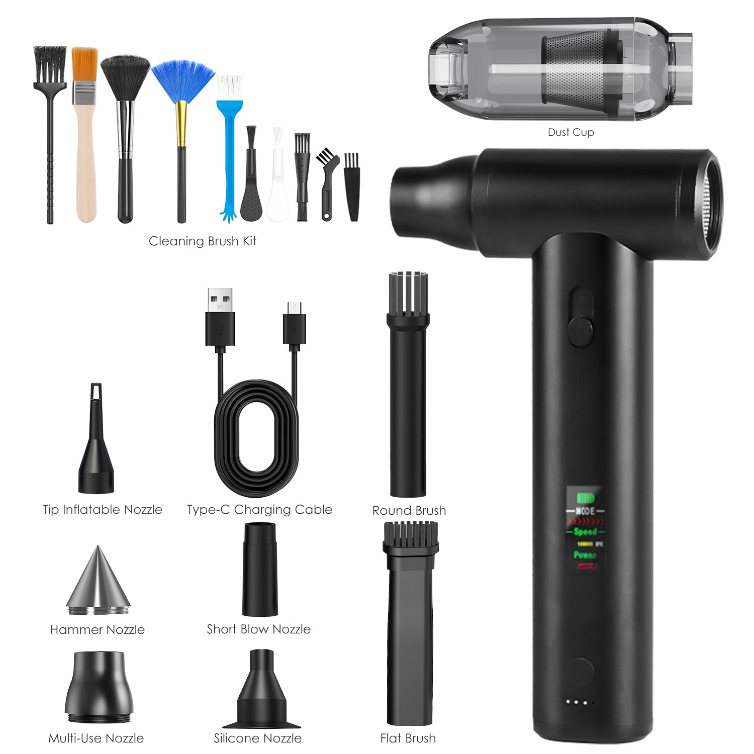 Pro Type  Compressed Air Duster Brushless Motor 130000RPM Stepless Variable Spee