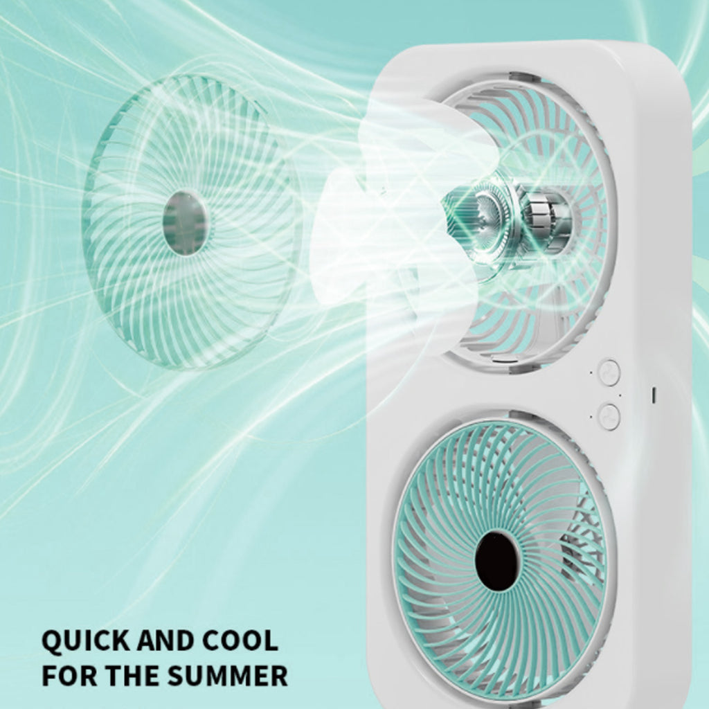 Tabletop Dual Fan USB Rechargeable Silent Air Circulation Fan With Brushless Mot