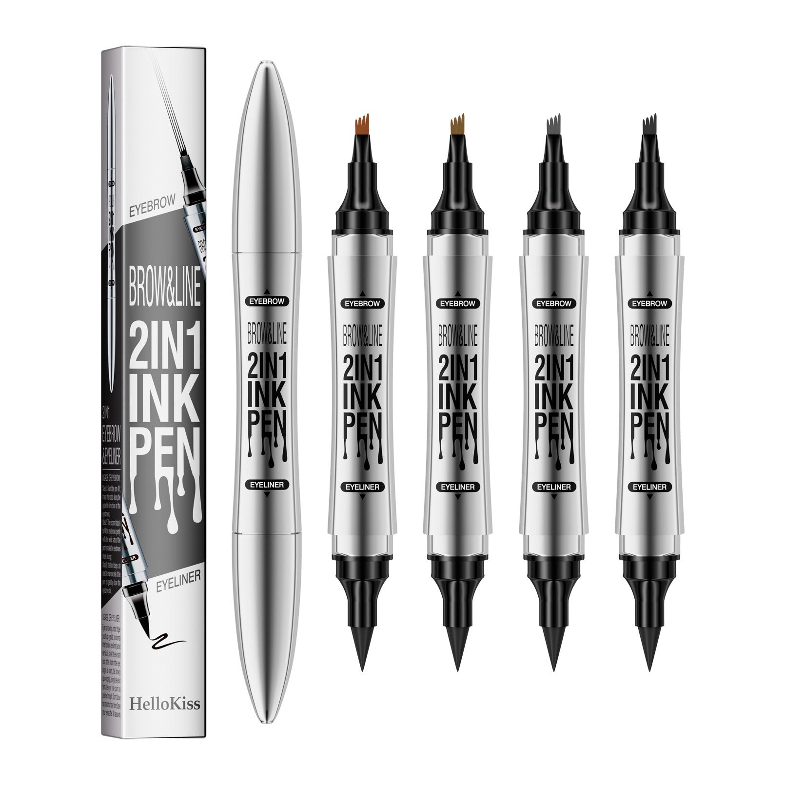2 In 1 Microblading Eyebrow Pen, 4 Fork Tip,3D Waterproof Magic Eyebrow Pencil W
