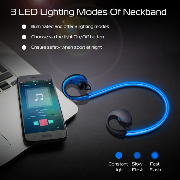 Wireless Sports Headsets Wireless V4.1 Neckband Earphones HD Stereo Sweat-proof 