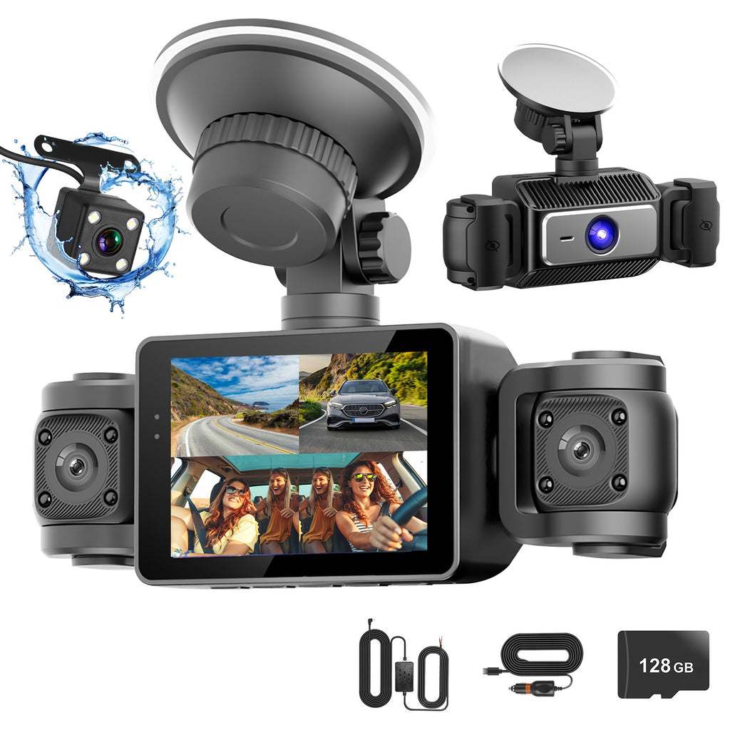 4 Channel Car Dash Cam With 128G MMC Card 1080P Front 720P Left Right 480P Rear 