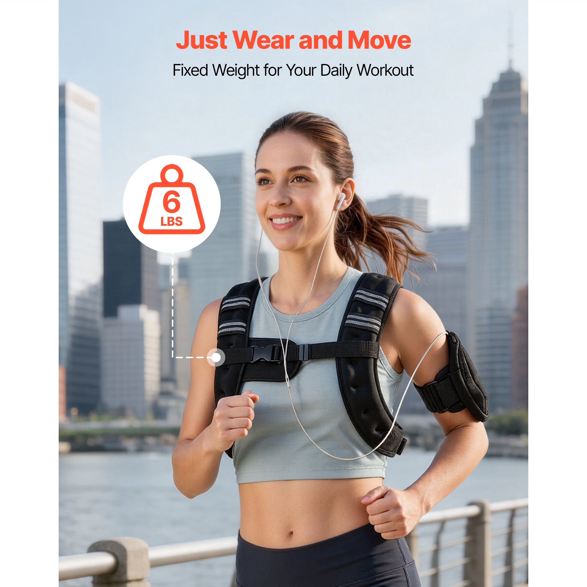Weighted Vest, 6 Lbs Body Weight Vest For Men Women, With Reflective Stripe, Adj