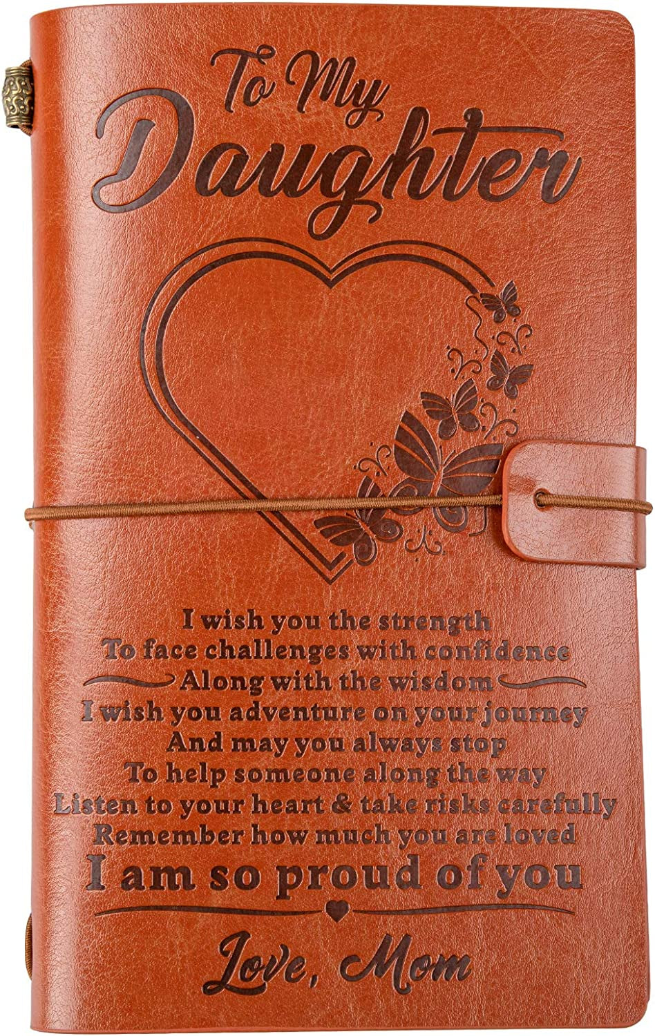 Daughter Gift from Mom, to My Daughter 140 Page Refillable Leather Journal, Graduation Back to School Gift for Adult Daughter Mothers Day Christmas Birthday Gifts