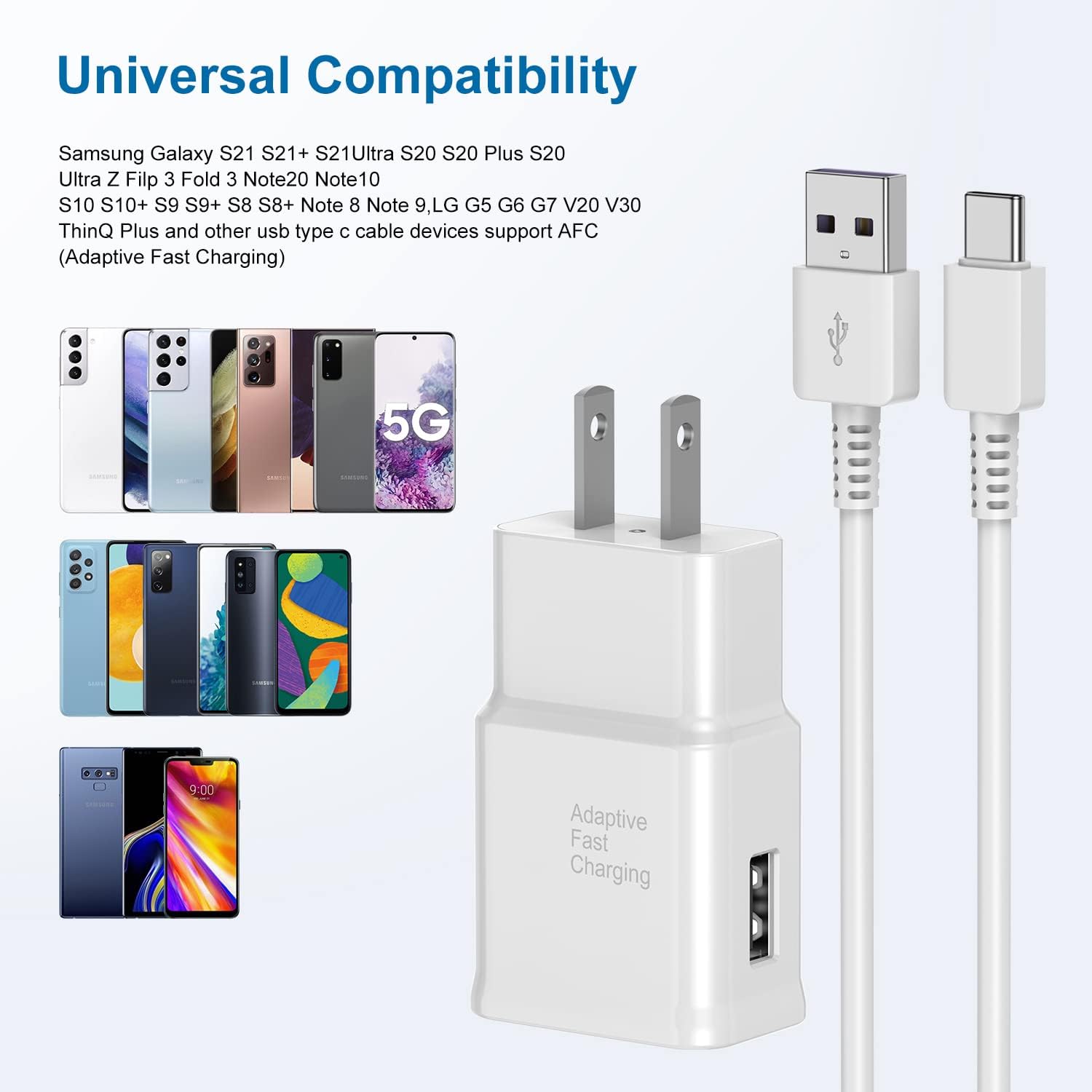 Type C Charger Fast Charging, 2 Pack USB C Android Phone Wall Charger Block And 