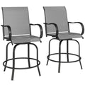 Outdoor Bar Stools Set Of 2, 360 Swivel Bar Height Chairs,Gray