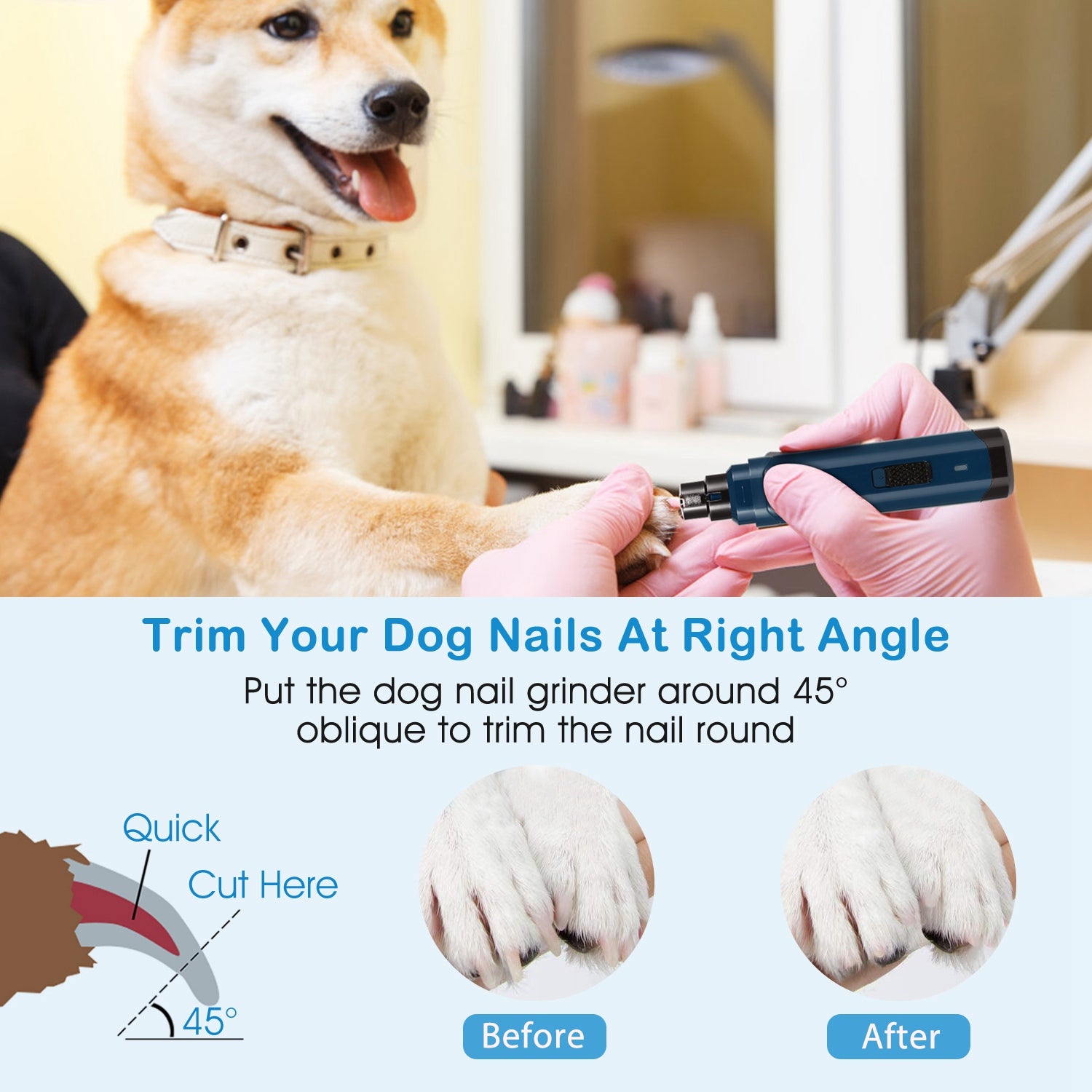 1Pc Dog Nail Grinder 2 Speeds Quiet USB Rechargeable Pet Nail Grinder Profession