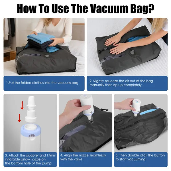 Vacuum Bags With Pump Packing Organizers For Clothing Luggage Backpack Suitcase