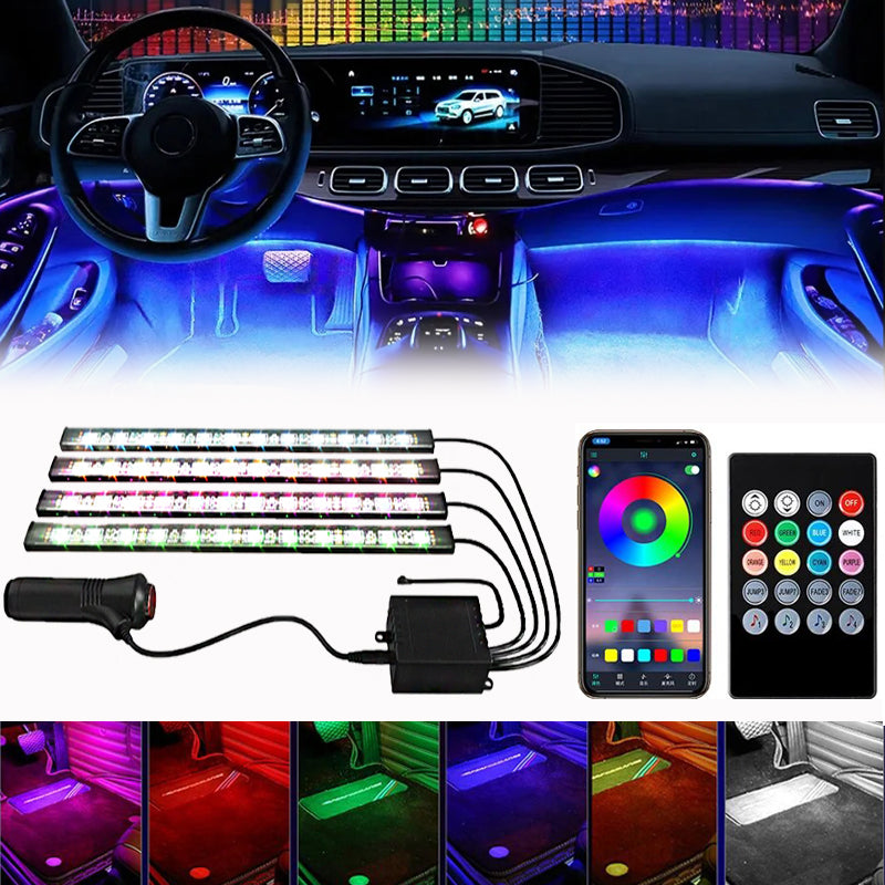 Car LED Strip Lights Kit, Auto Interior Ambient RGB LED Strip Atmosphere Car Dec