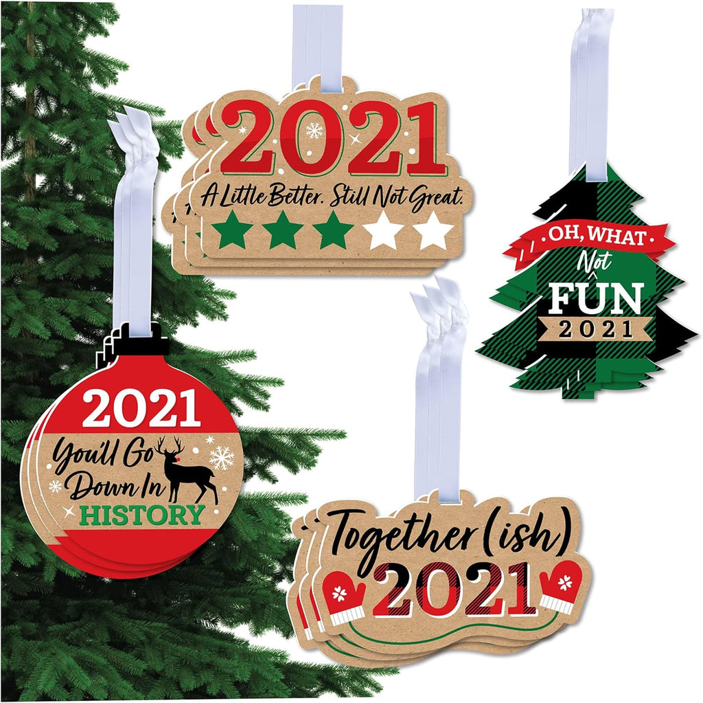 Together (Ish) 2021 - Funny Holiday Decorations - Christmas Tree Ornaments - Set of 12