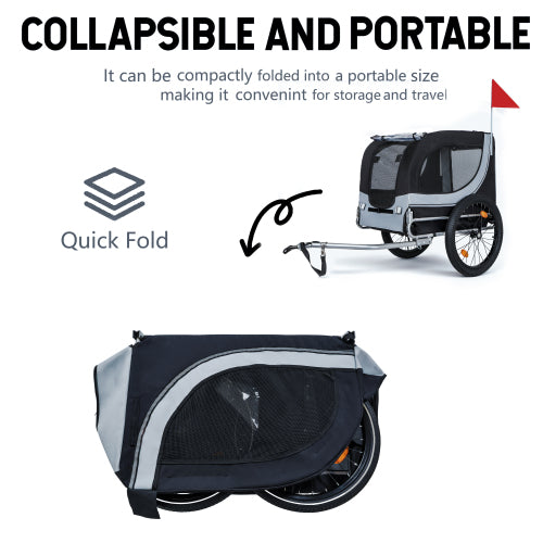 Large Folding Bike Trailer For Dogs-100LB Capacity All-Terrain Pet Carrier, Dura