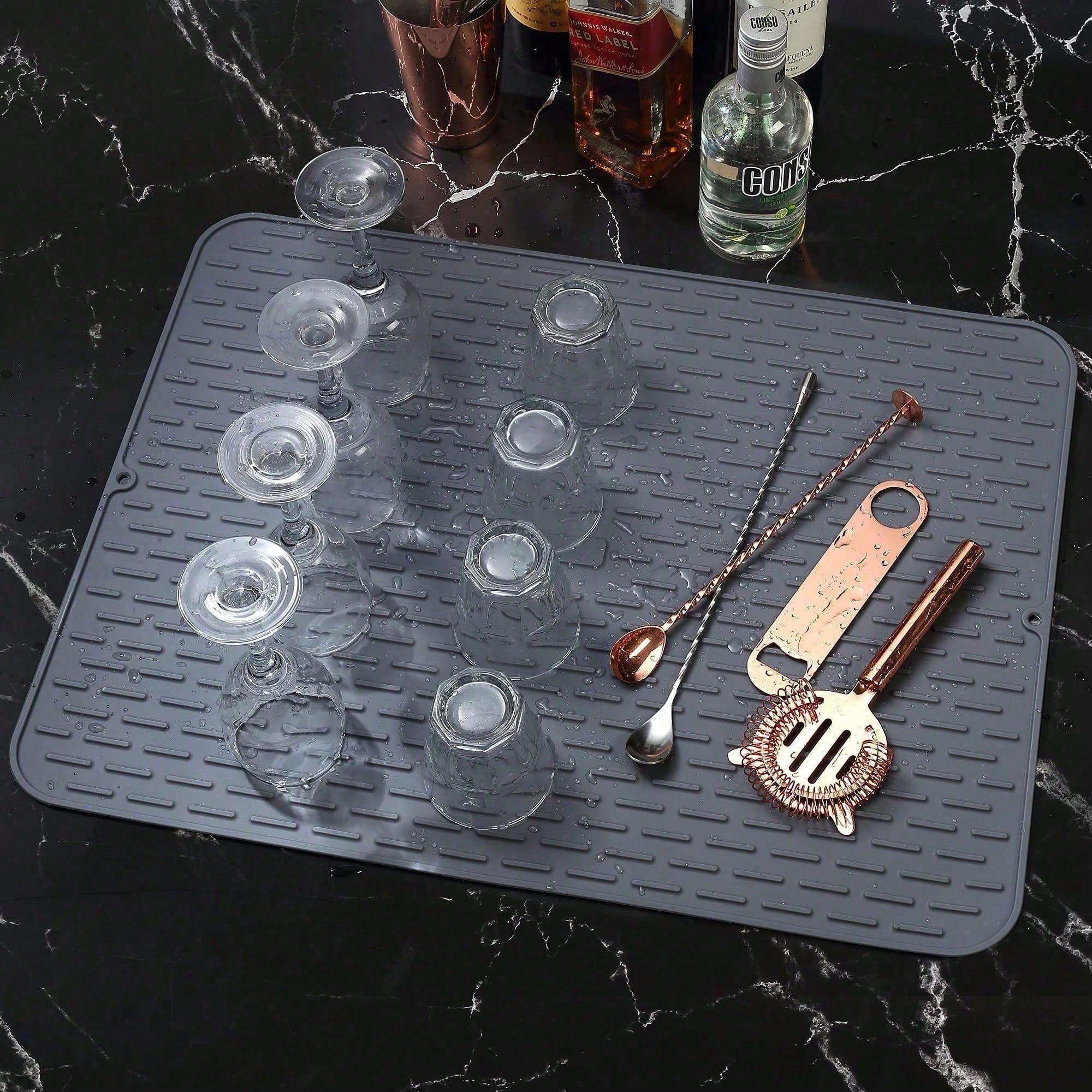 Versatile Silicone Drying Mat Heat Trivet, Multi Use Countertop Pad For Dish Dra