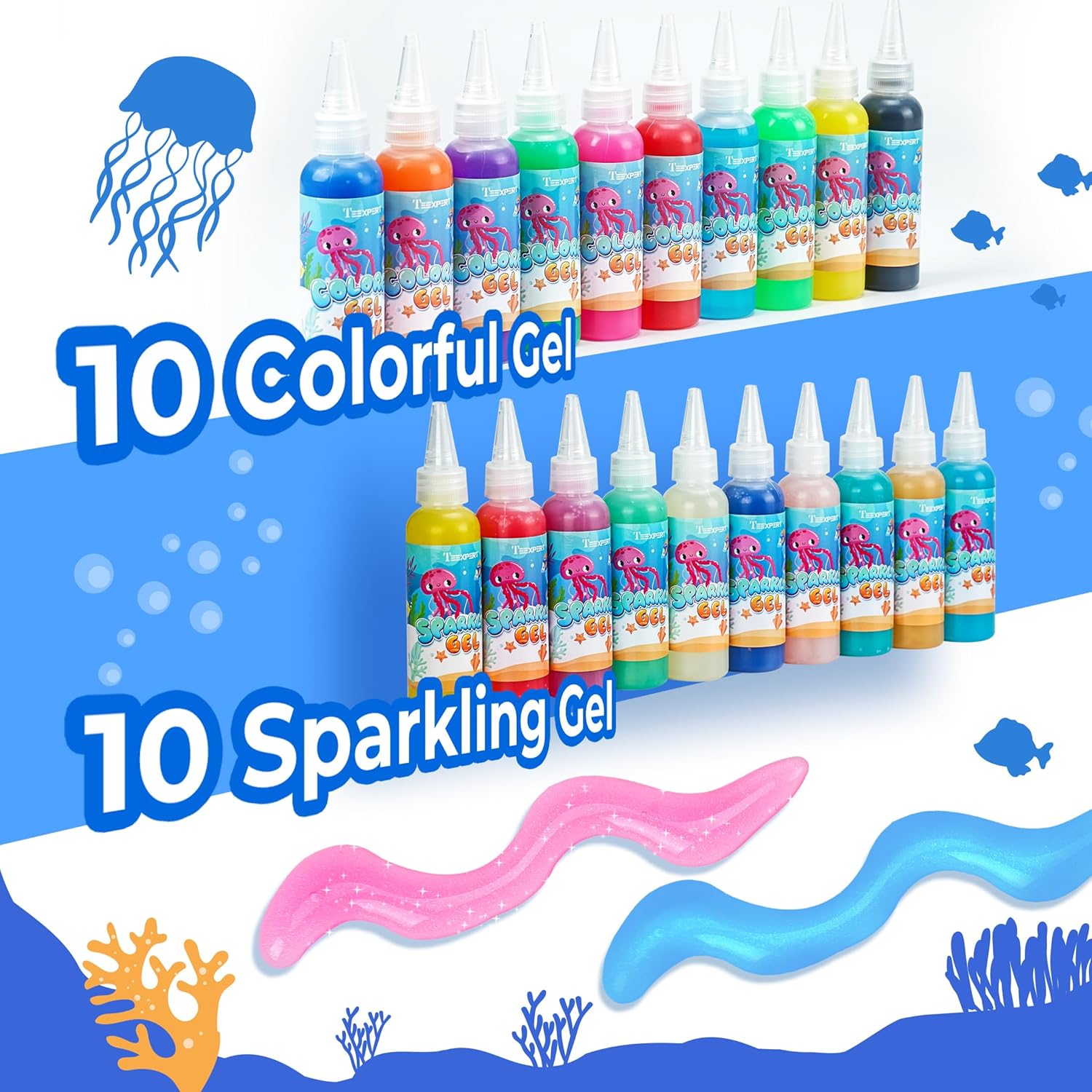 Magic Gel Water Pet Slow-Rebound Toy Set - 20 Types Of Gel, 5 Molds - DIY Crafts