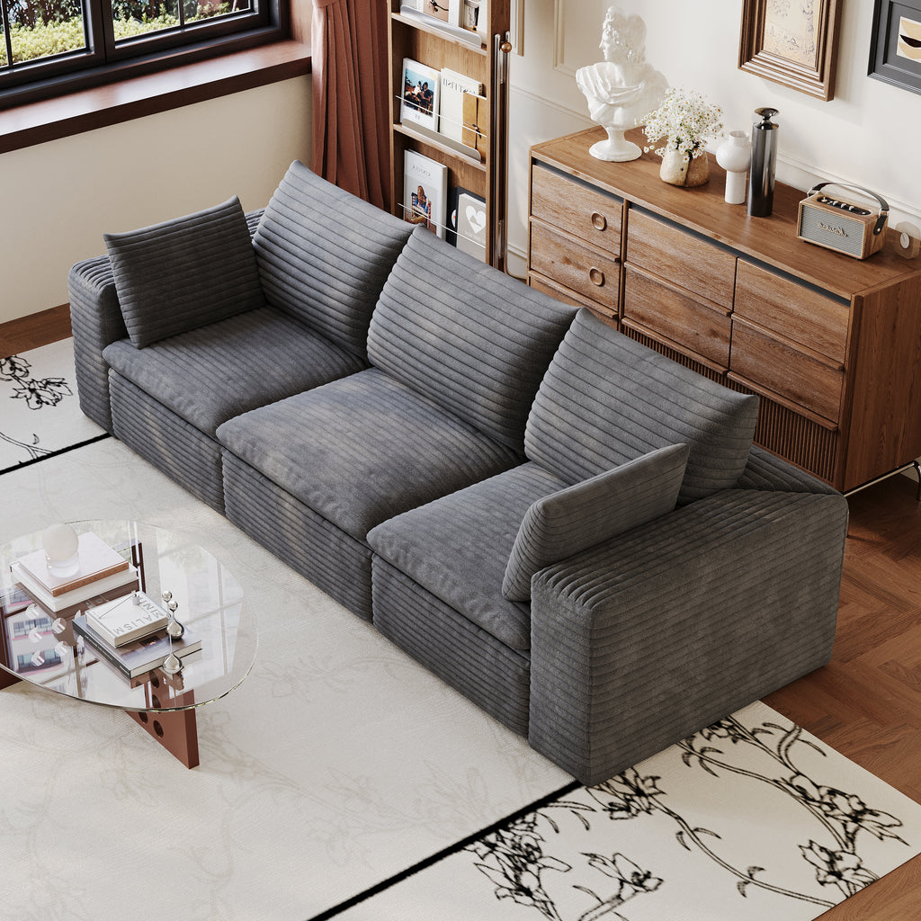 102  Cloud Sofa,Corduroy Fabric,Deep Seat Couches,Double-layer Design,Removable 