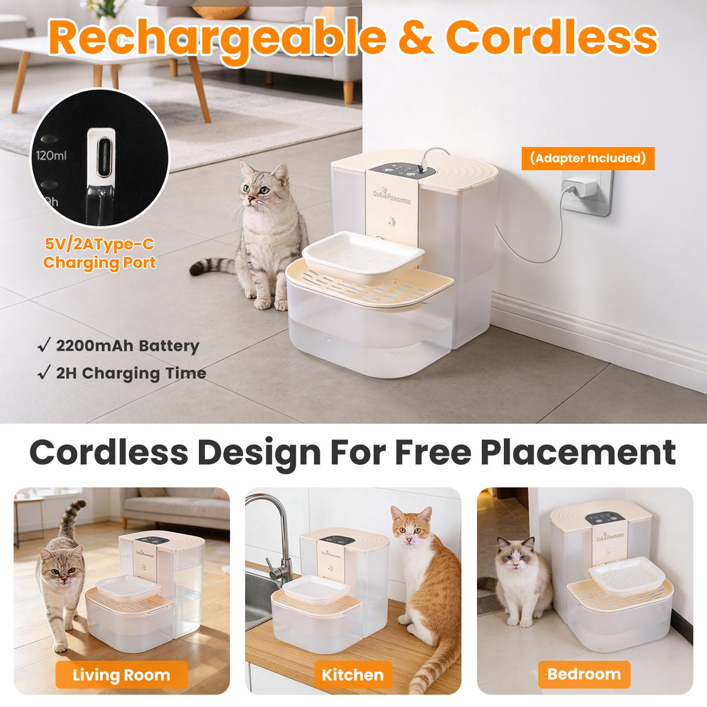 1Pc Smart Pet Water Fountain Automatic Cat Water Dispenser 4.5L Cordless Recharg
