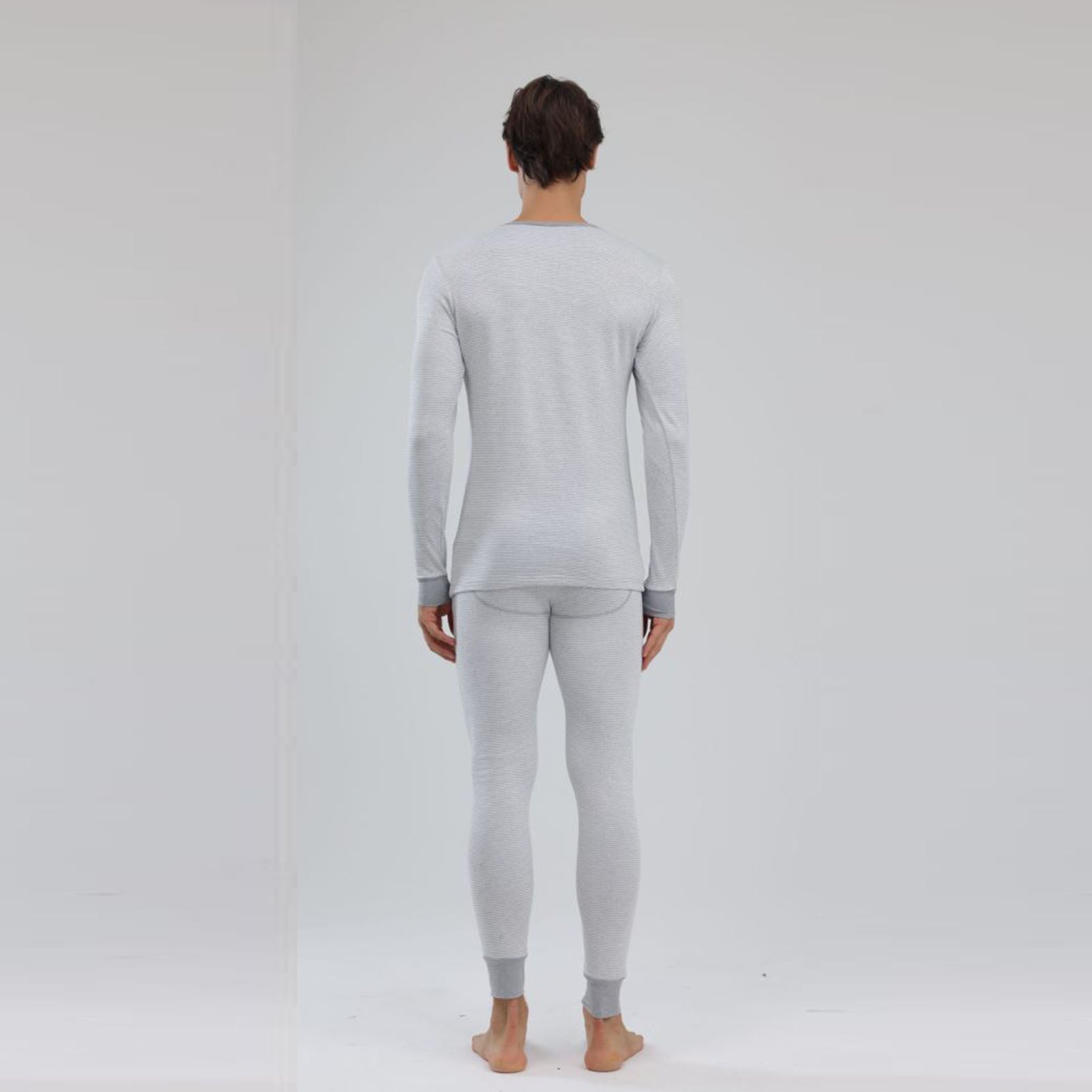 1 Set Men Thermal Underwear Set Knit Slim Fit Stylish Warm Winter Base Layer Col