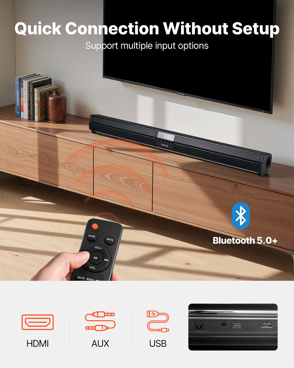 Sound Bar For Smart TV, 2.0 Channel, 32-Inch Compact Soundbar TV Speakers For Pr