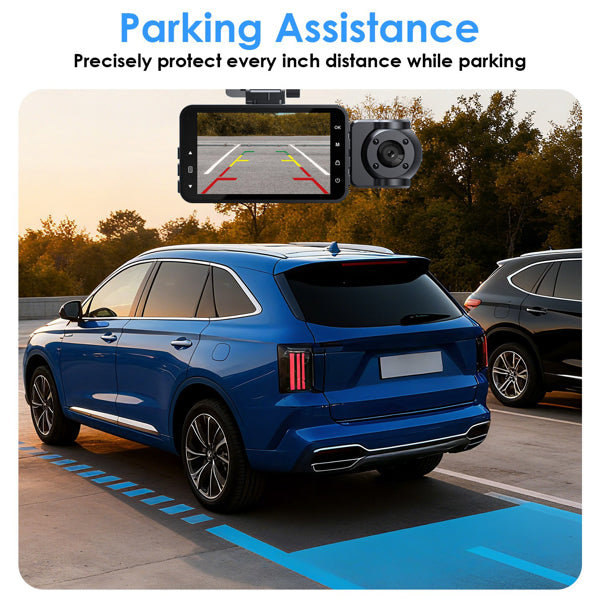 3 Channel Dash Cam For Cars, 1080P Full HD Front Camera (140° Wide View) With 48