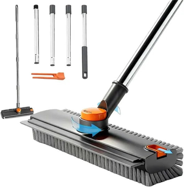 Scrub Brush With Long Handle, Floor Scrub Brush Squeegee Broom For Cleaning, 3 I