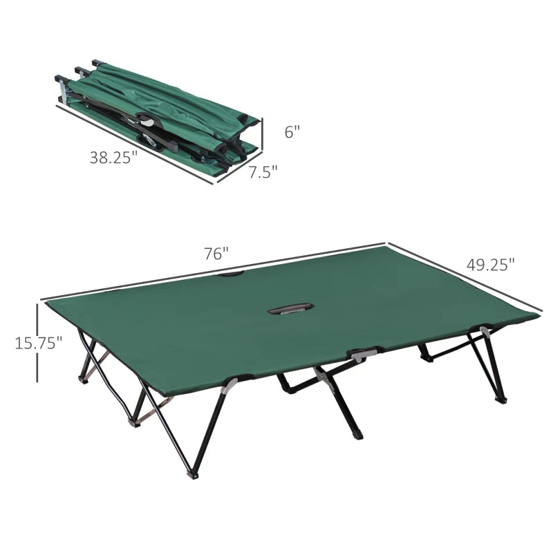 2 Person Folding Camping Cot For Adults, 50 Extra Wide Outdoor Portable Sleeping