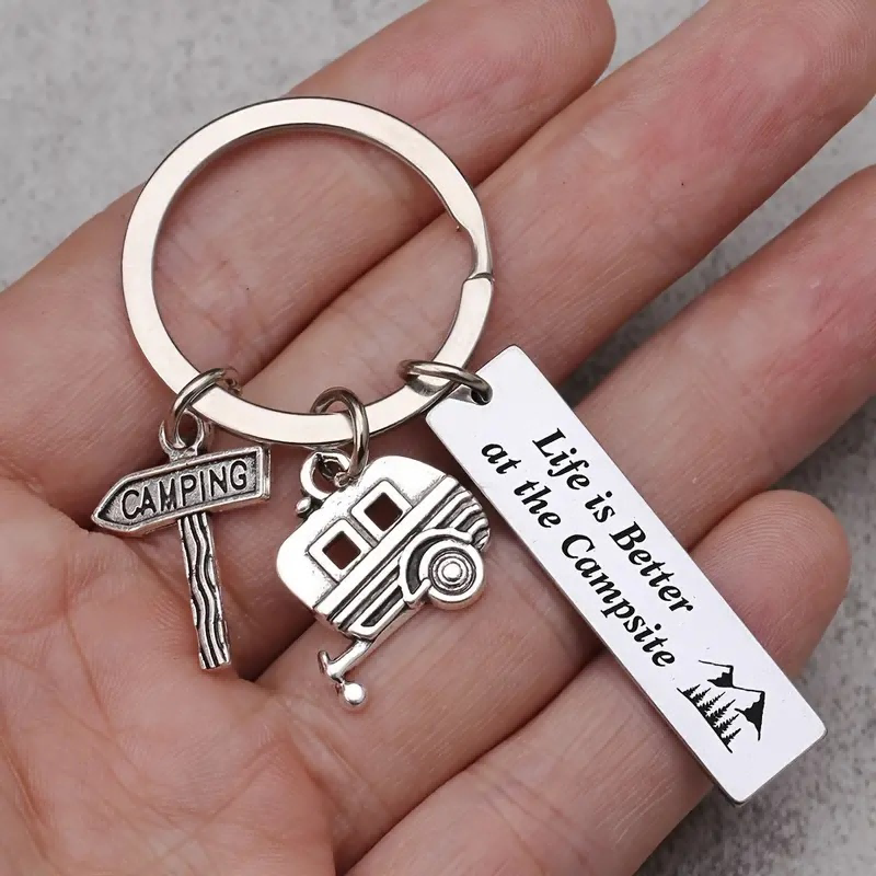 4pcs  Camping Site Life Is Better Keychain, RV Camping Trailer Accessories, Camp