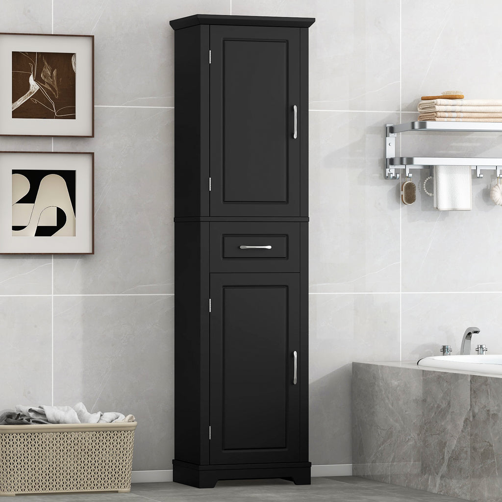 Tall Bathroom Storage Cabinet, Freestanding Storage Cabinet With Two Doors And A