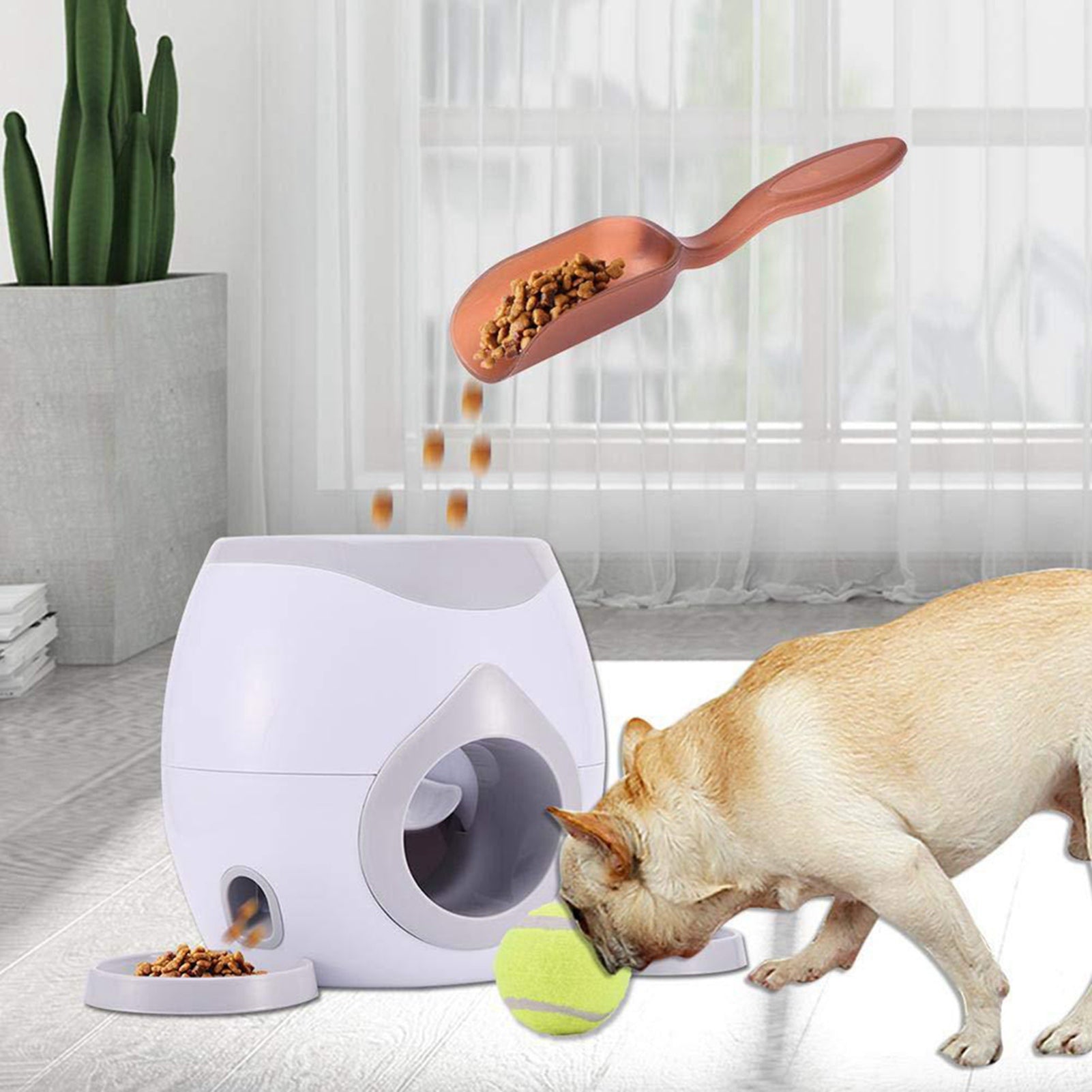 Automatic Pet Feeder Fetch Tennis Ball Dog Training Toys Interactive Throwing Ba