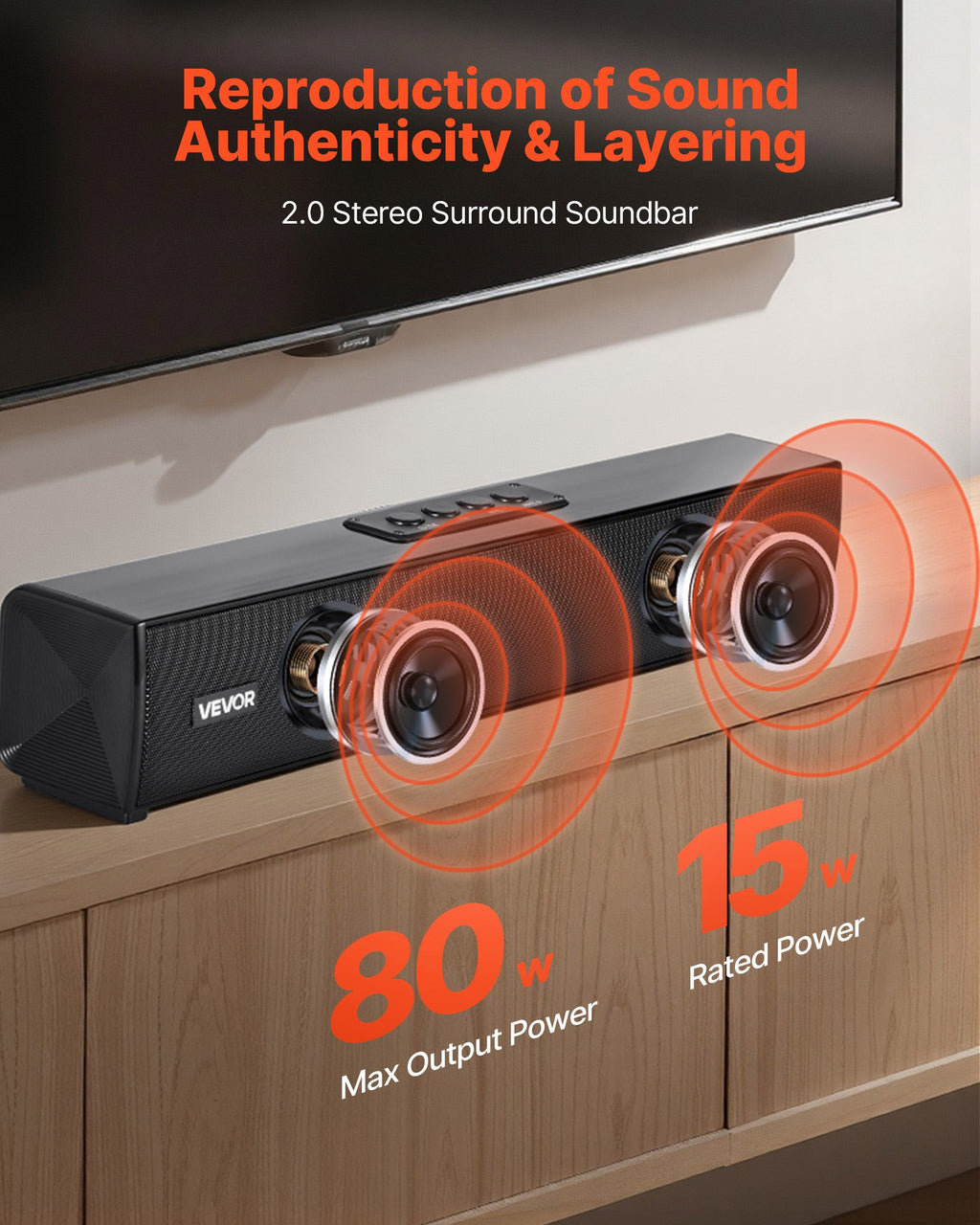 Sound Bar For Smart TV, 2.0 Channel, 17-Inch Compact Soundbar TV Speakers For Pr