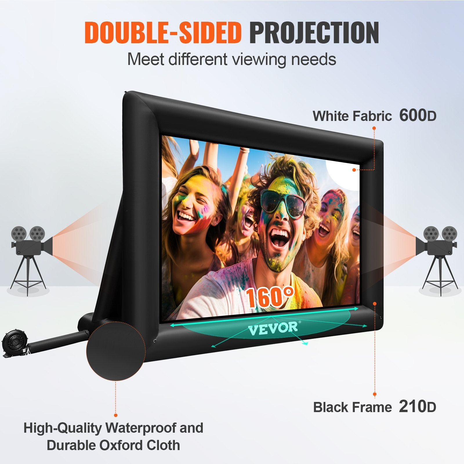 Inflatable Movie Screen 20FT Inflatable Projector Screen For Outside With 350W A