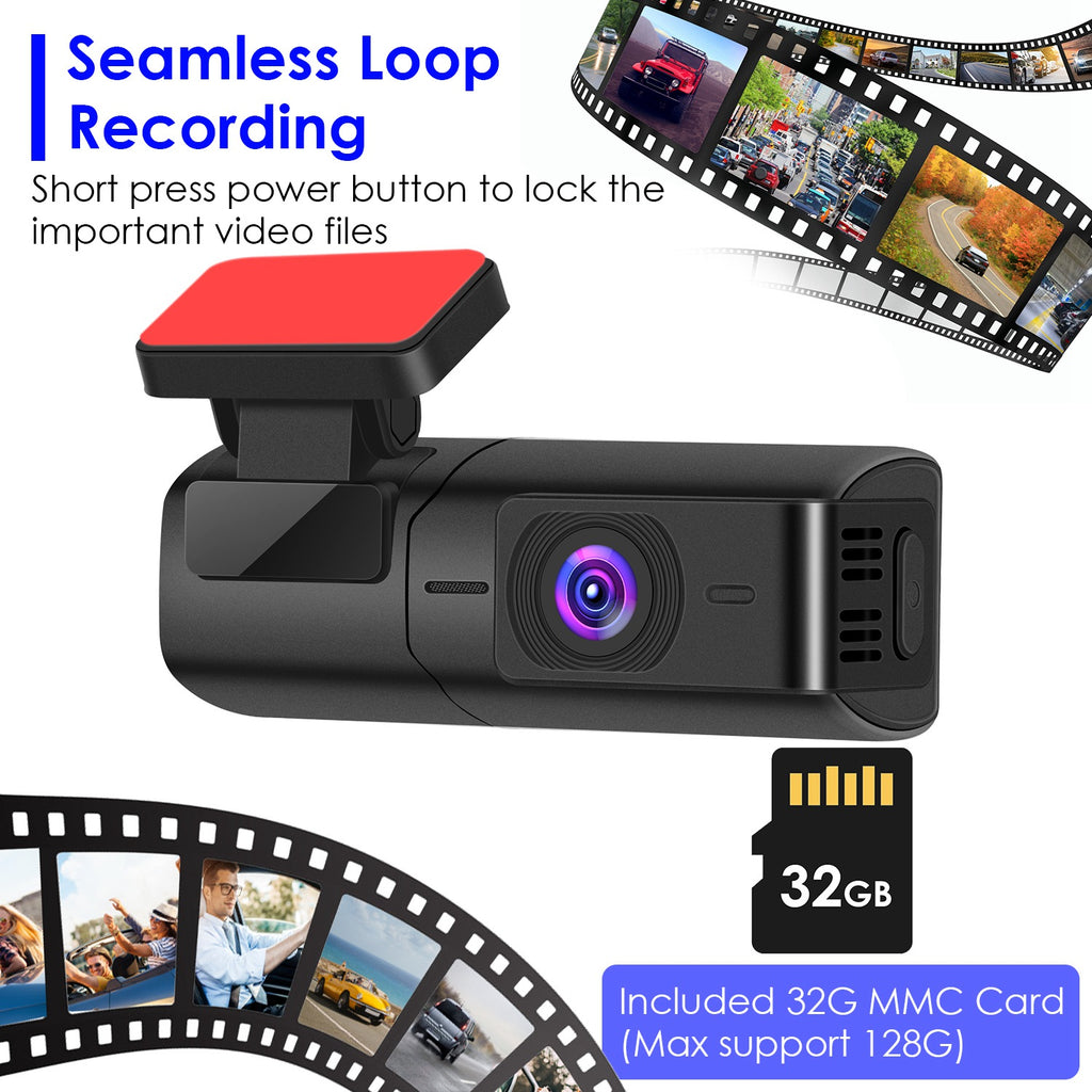 1Pc 2K HD Front Dash Cam For Car With IPS Screen Night Vision Loop Recording Inc