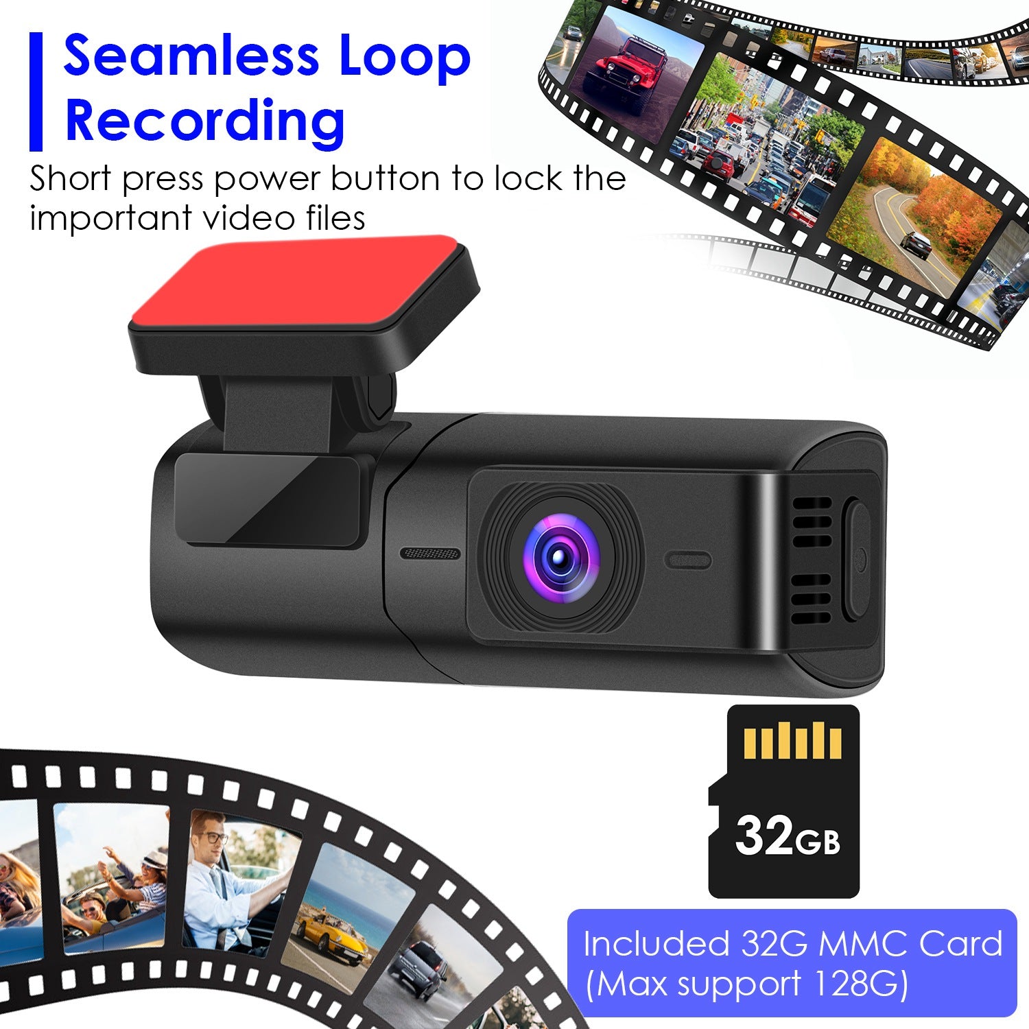 1Pc 2K HD Front Dash Cam For Car With IPS Screen Night Vision Loop Recording Inc