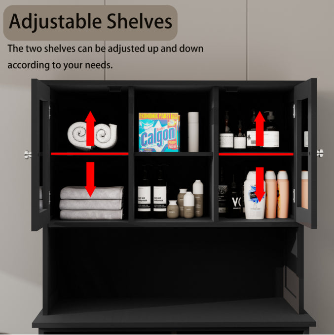 Two-Compartment Tilt-Out Dirty Laundry Basket Tall Bathroom Cabinet With 2 Adjus
