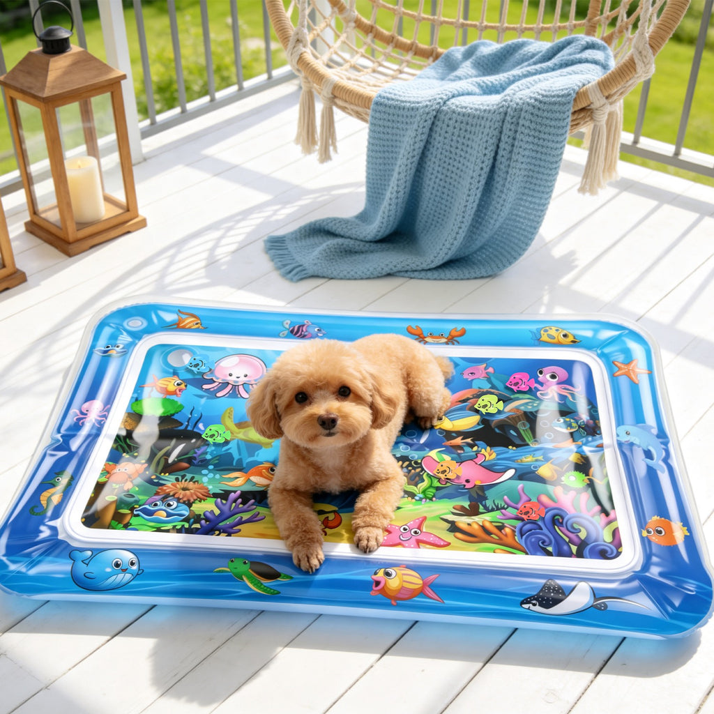 Cat Water Mat Interactive Sensory Play Mat With Floating Fish Toys LED Color Cha