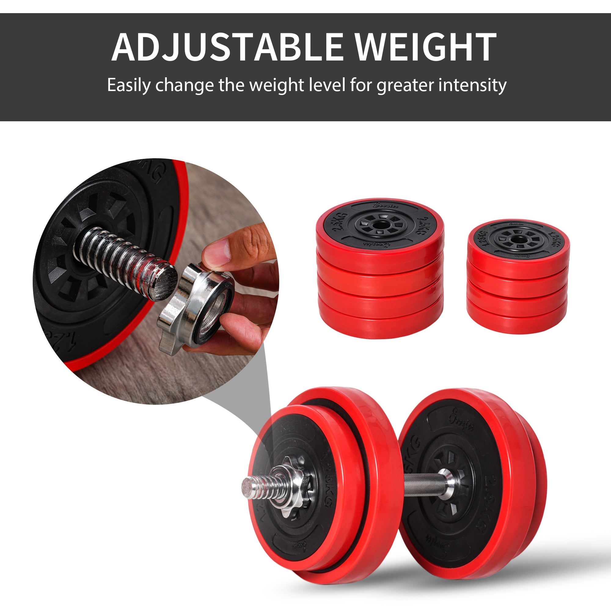 Adjustable Dumbbell Set, 44lbs Convertible to Barbell Weight Set for Home Gym Wo