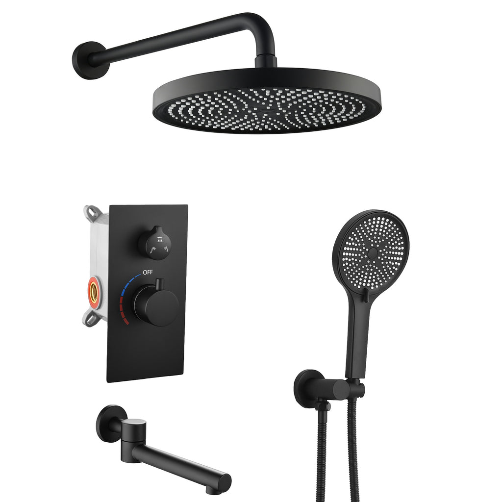 Luxury 3-Function Shower System Set - Solid Brass Control Valve, 10  Overhead Sh