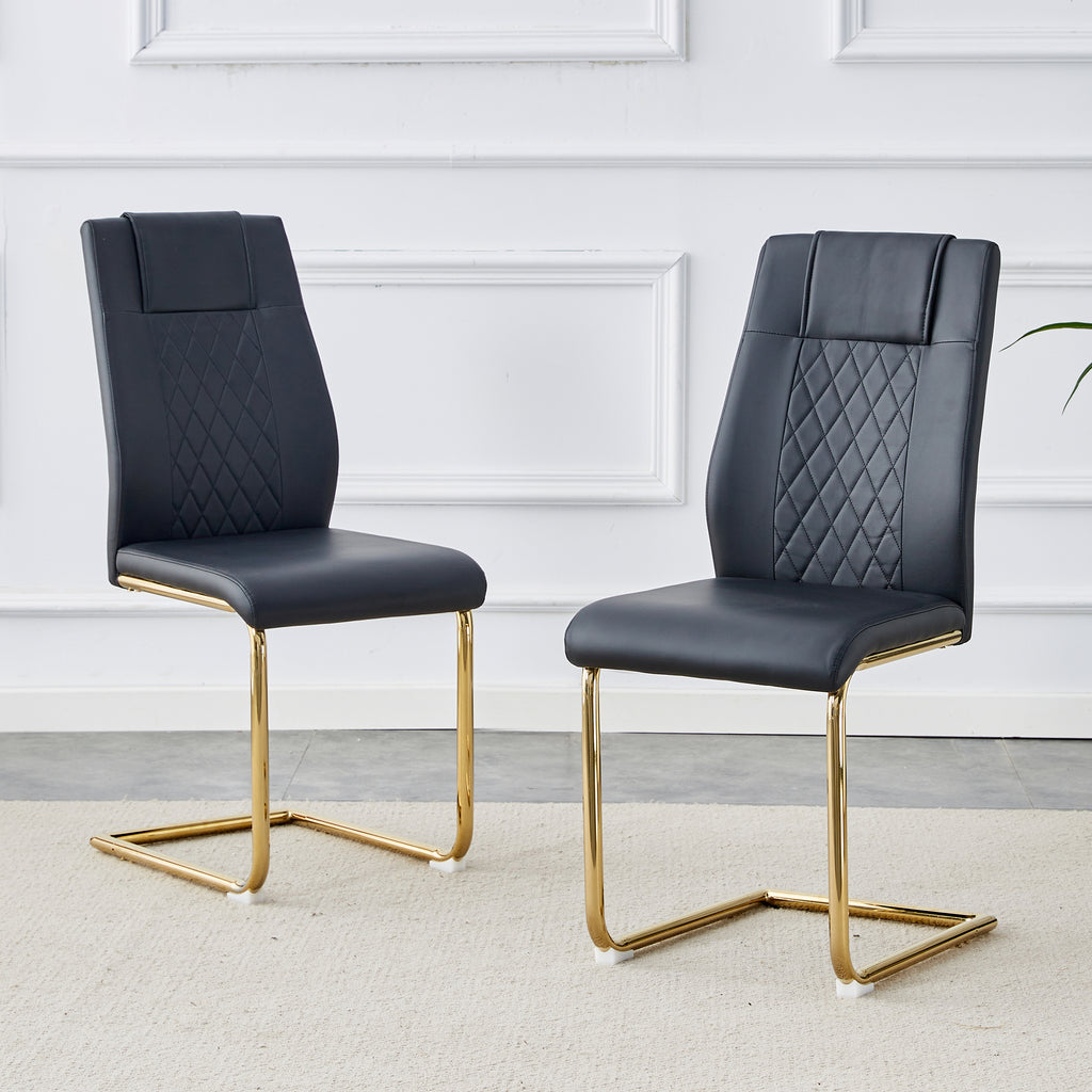 Modern Dining Chairs With Faux Leather Padded Seats,dining Room Chairs,gold Meta