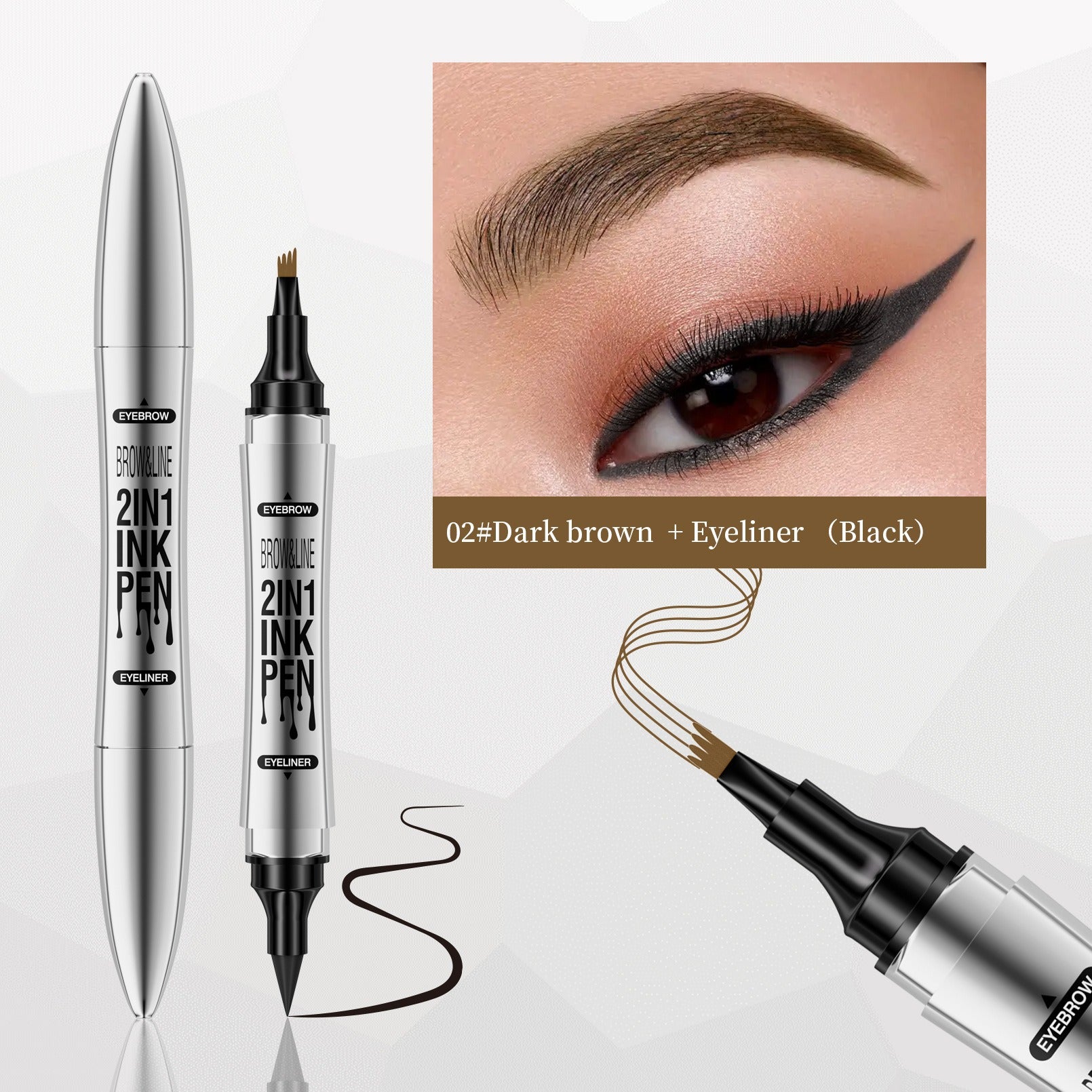 2 In 1 Microblading Eyebrow Pen, 4 Fork Tip,3D Waterproof Magic Eyebrow Pencil W