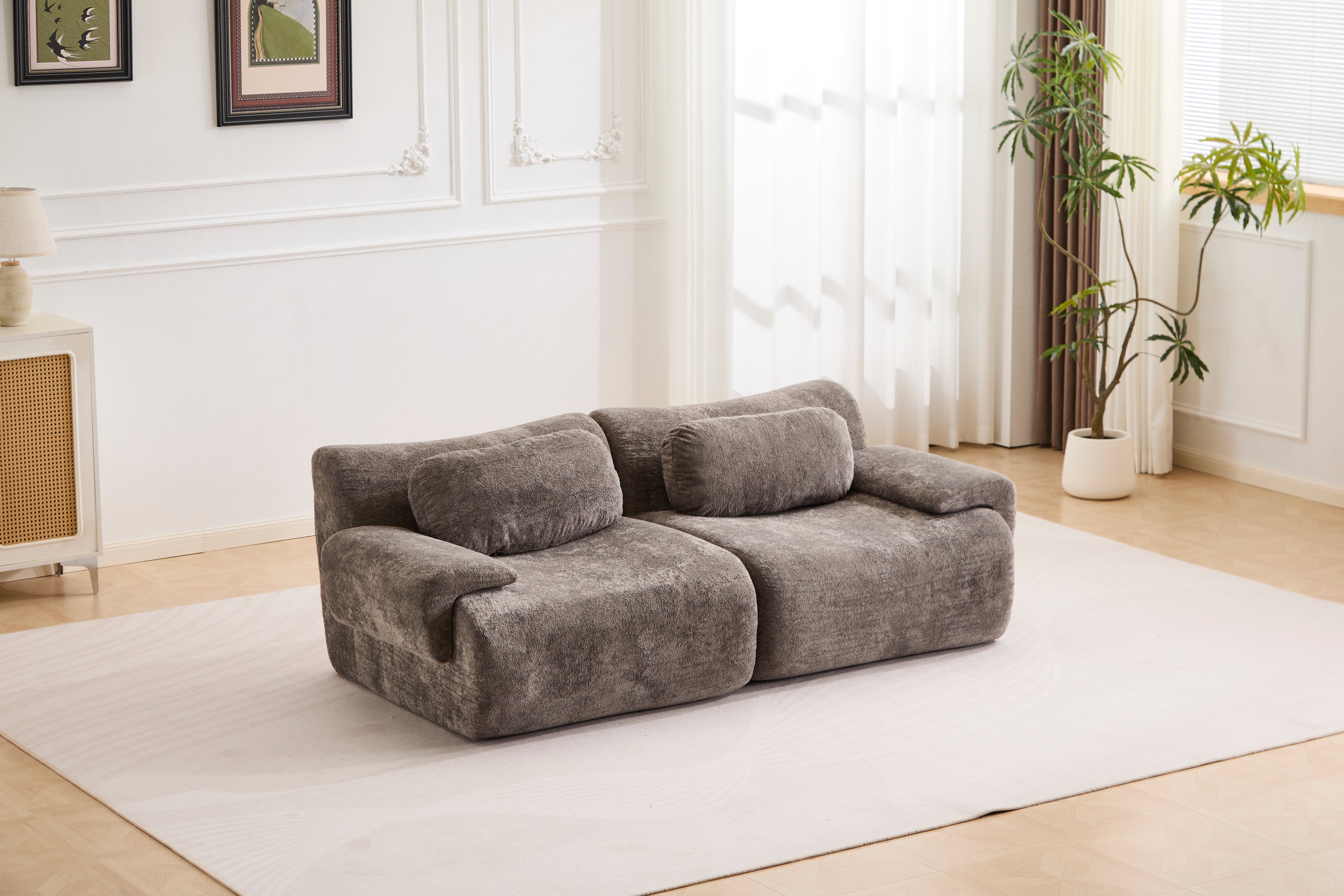 Compression Wave Sofa, Convertible Floor Sofa Bed, DIY Boneless Modular Sectiona