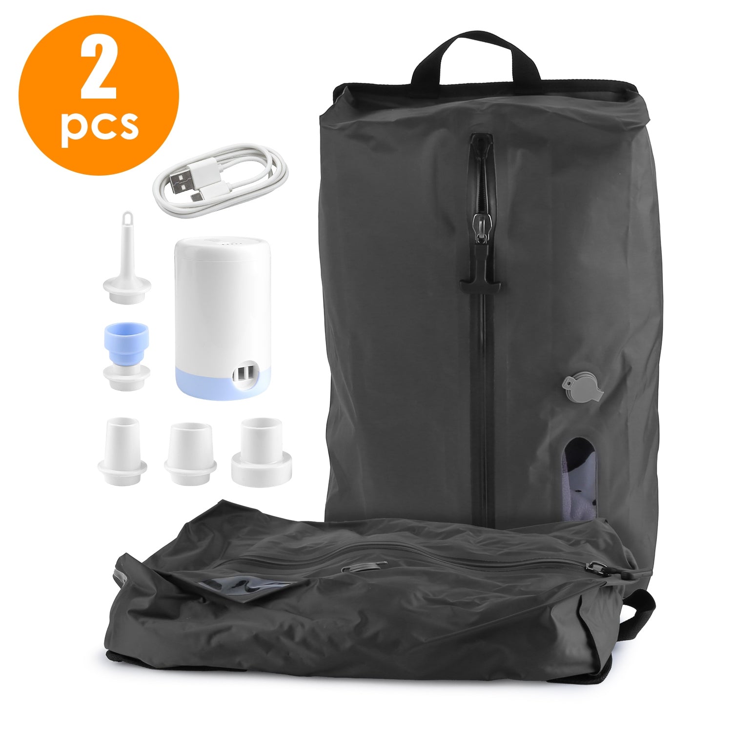 2Pcs 17L Vacuum Bags With Pump Clear Window Handle IP67 Waterproof TPU Vacuum Pa