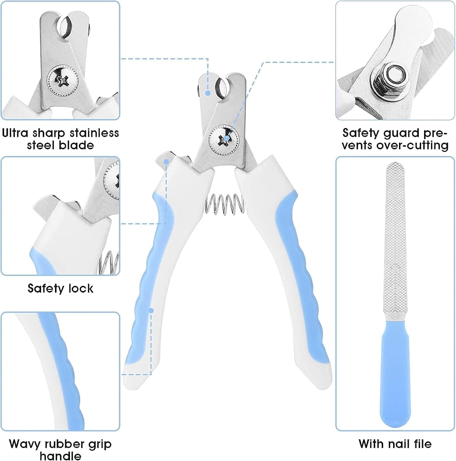 7pcs Pet Grooming Kit, Self-Cleaning Brush Shedding Kit With Nail Clipper, Flea 