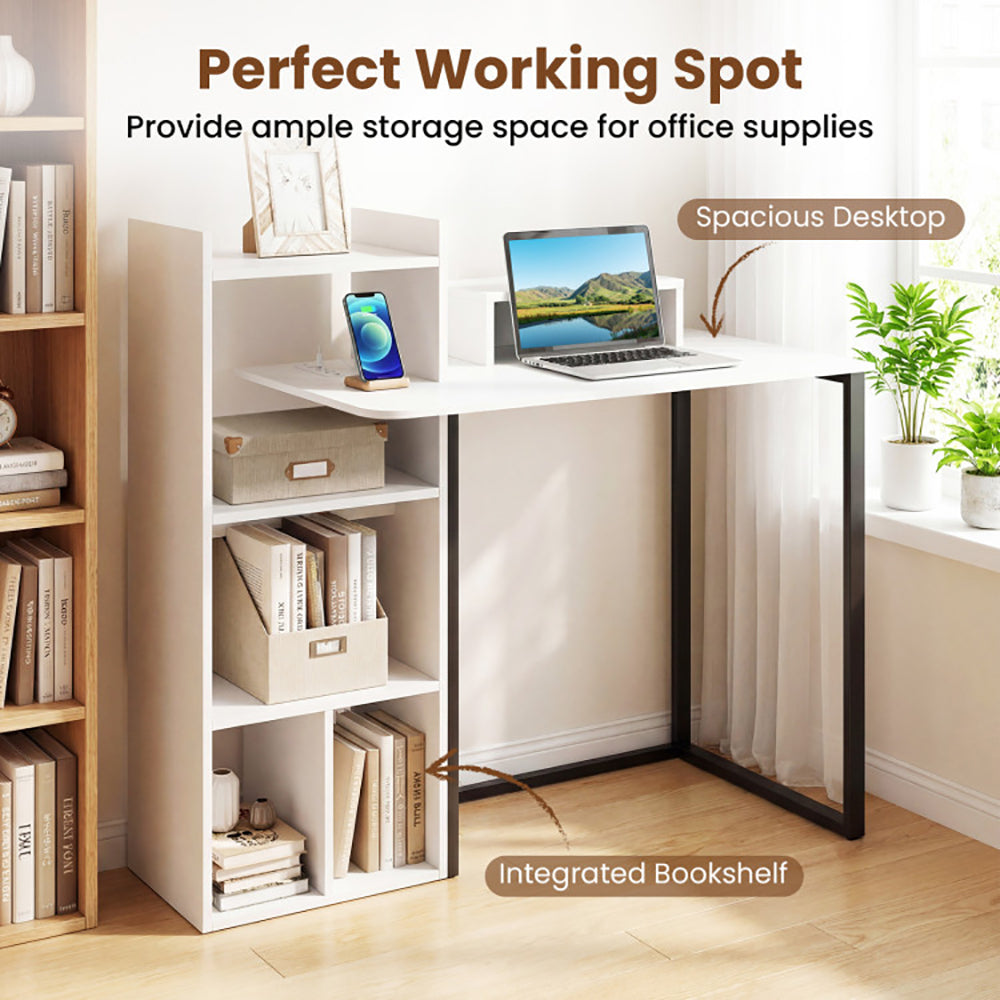 Computer Desk With Charging Station And Ergonomic Monitor Stand With Non-slip Fo