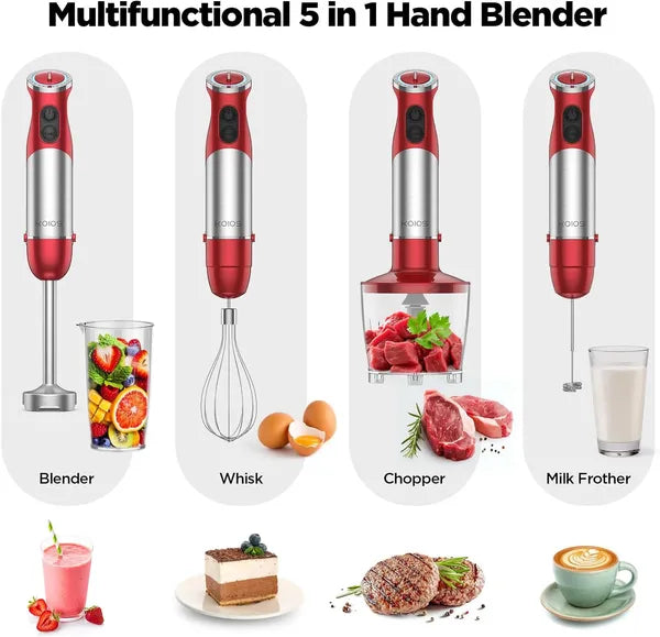 KOIOS 5-in-1 Hand Immersion Blender, 1000W 12 Speed Handheld Blender, Copper Mot